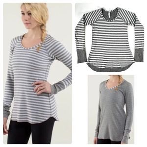 Lululemon Shirt Womens Size 4 Gray Open Your Heart Reversible Light Sweater Top